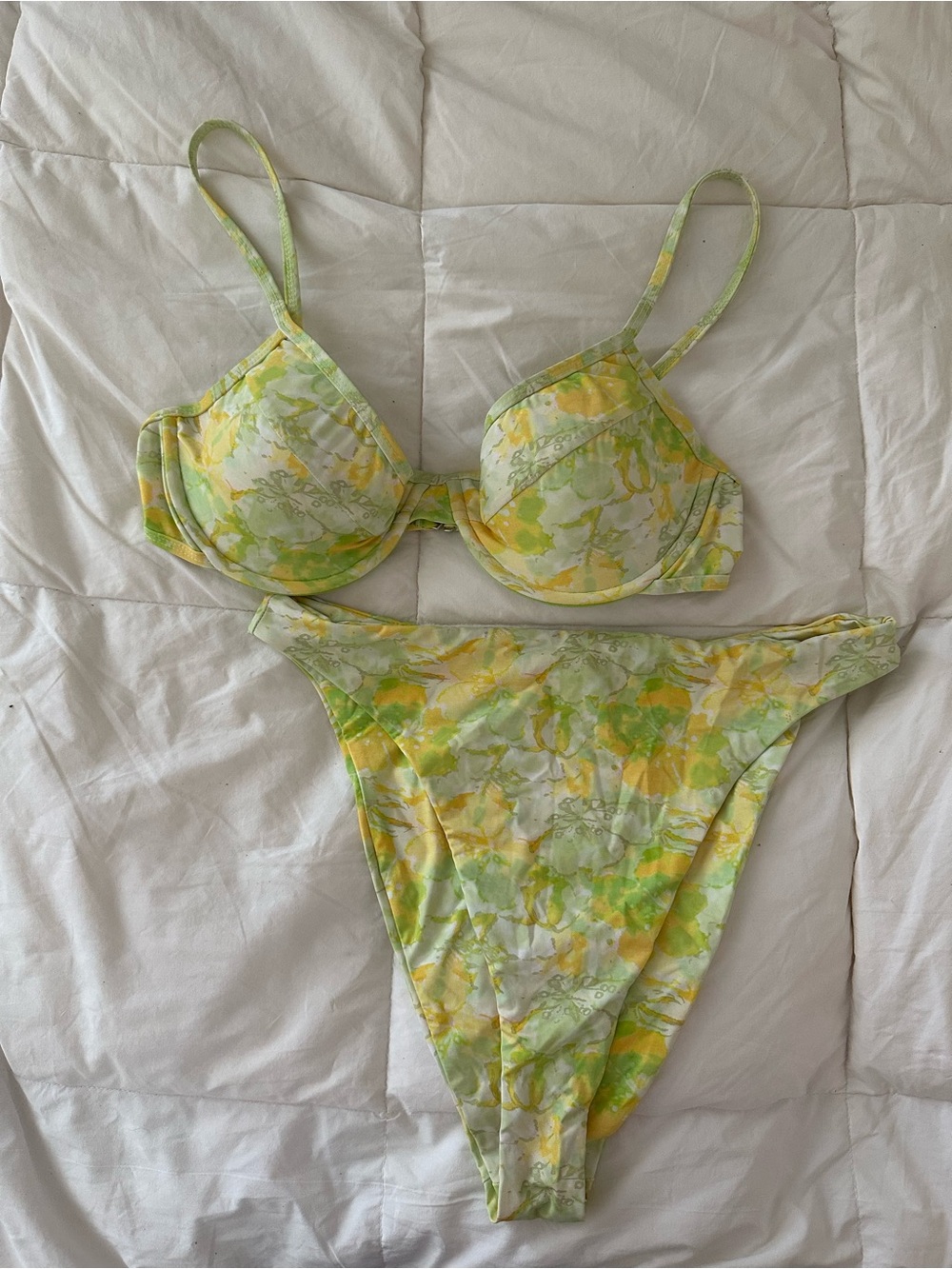 Dippin' Daisy's Yellow Green Floral Bikini Set